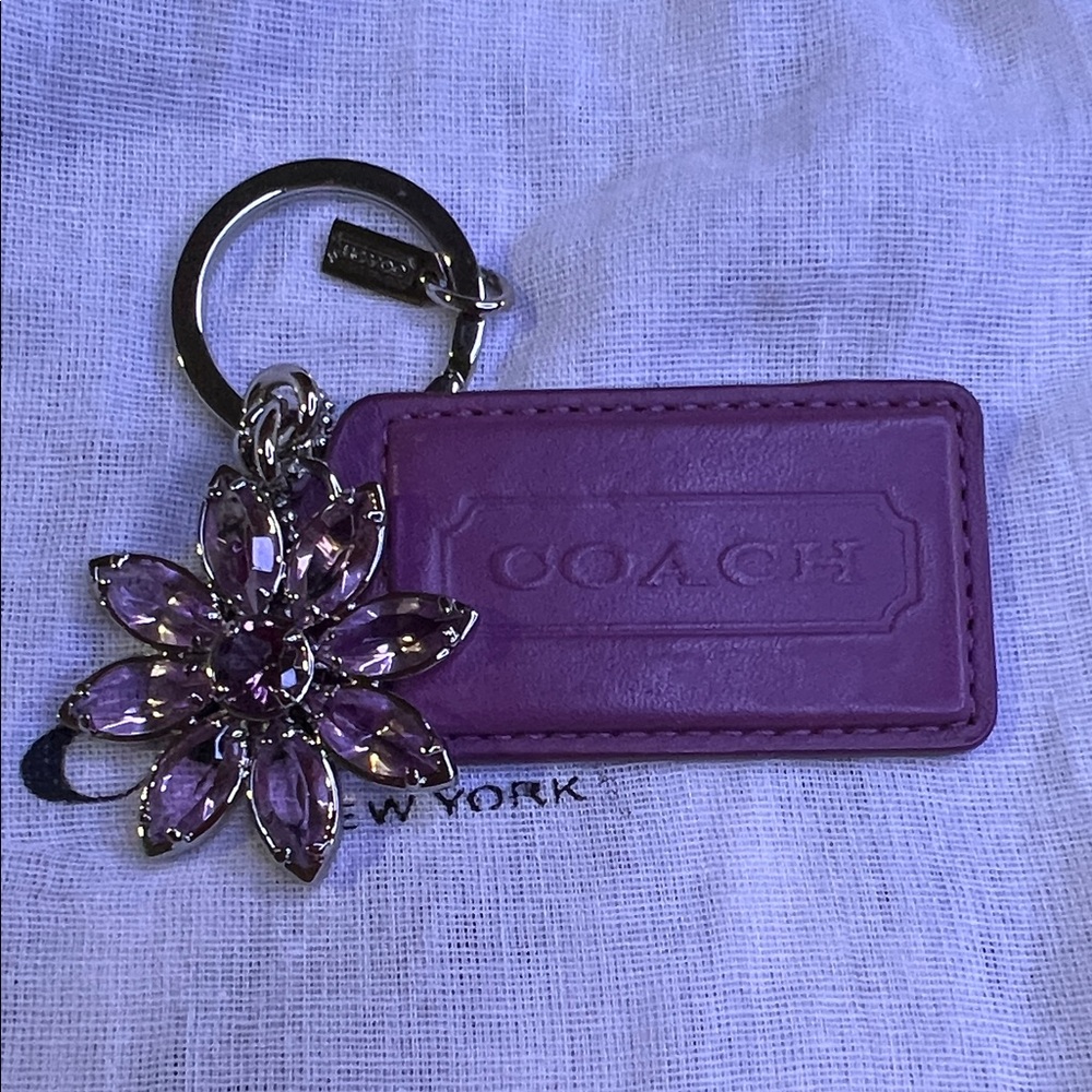 Coach Lavender Key Holder with Floral Charm